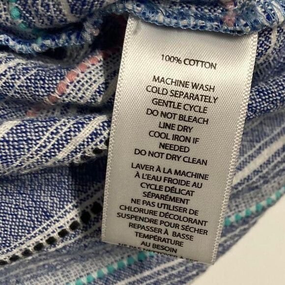 Beachlunchlounge 100% Cotton Striped Sleeveless Button Down Shirt Tie Front - Picture 8 of 8